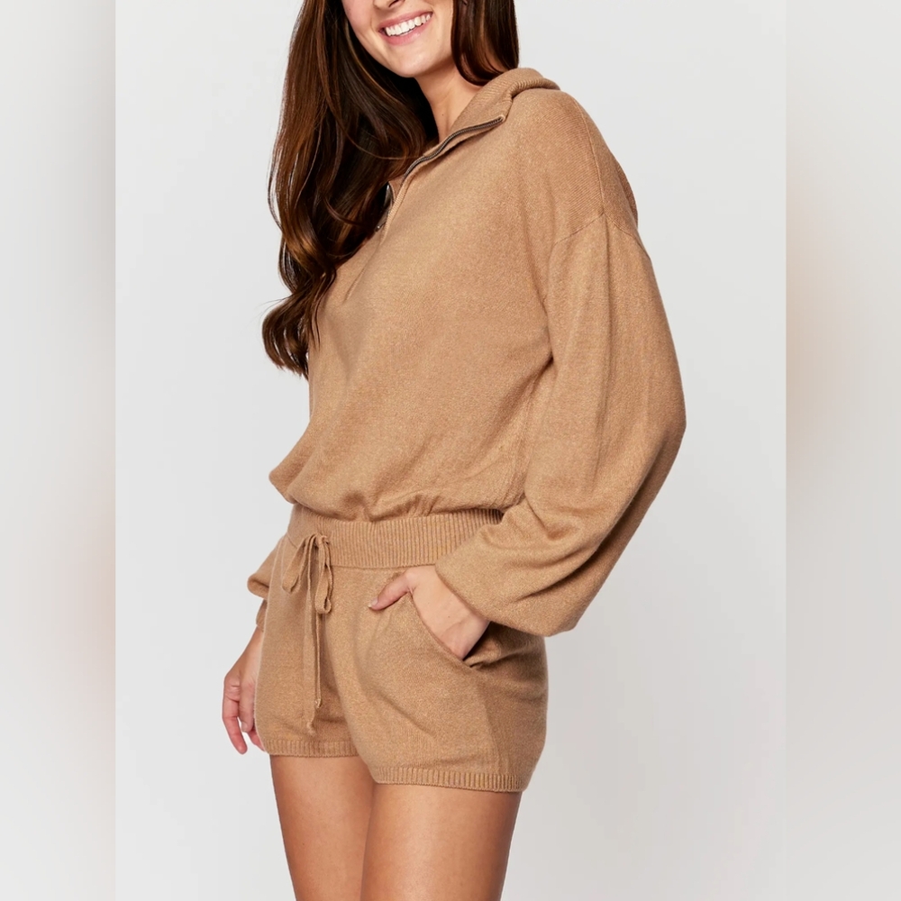 Spiritual Gangster Camel Sweater long Sleeve romper Size M NWT - Picture 2 of 8